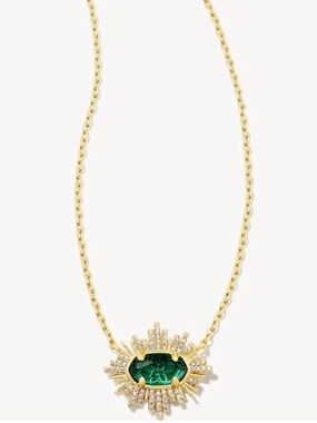 806: Kendra Scott Gold Sunburst oval Shaped Necklace
